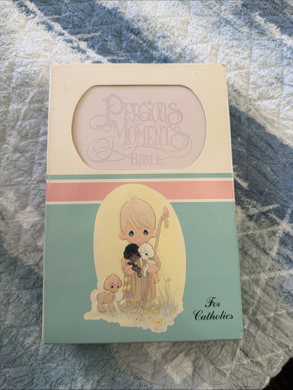 Precious Moments Pink & Cream Illustrated Keepsake Bible